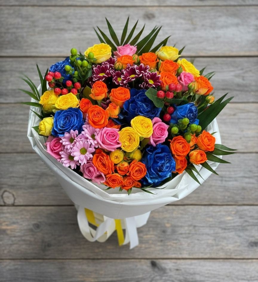 Букет цветов из: Розы и Хризантемы в Дербетовке