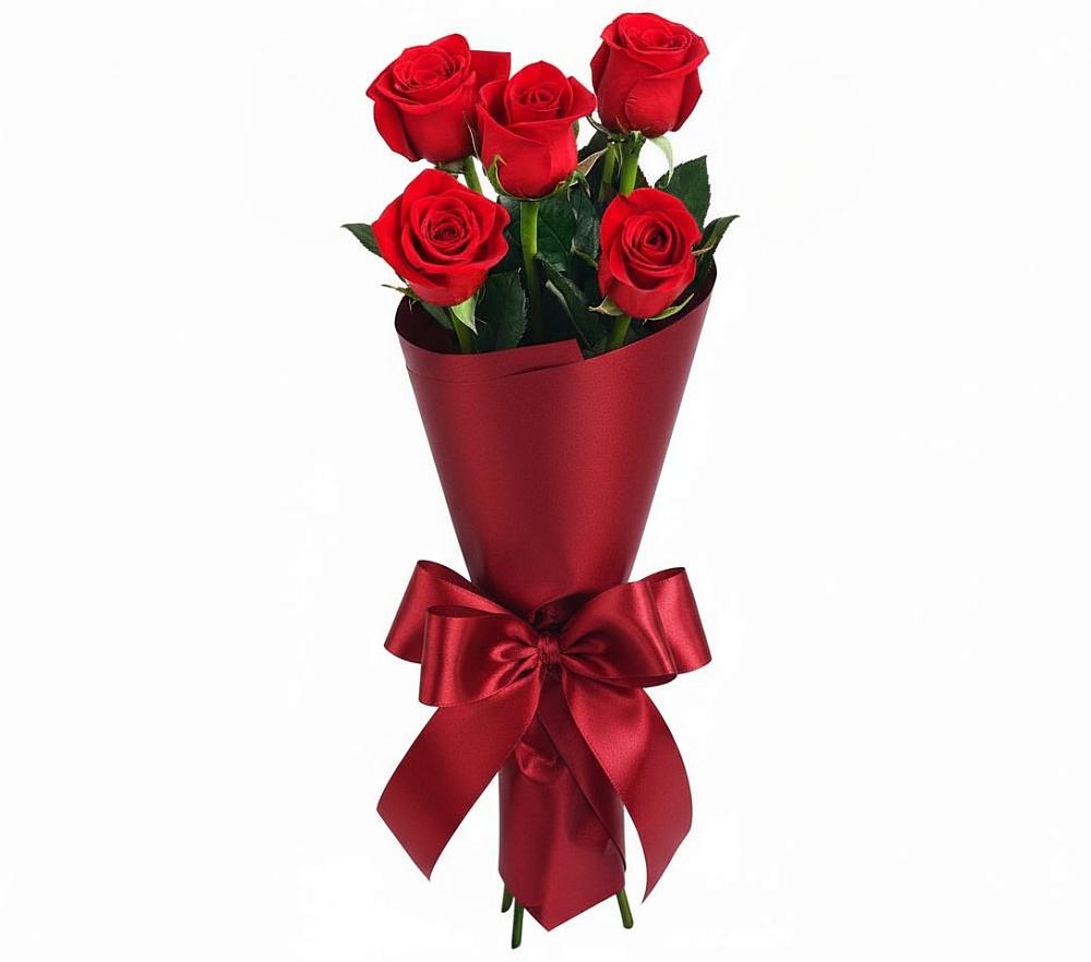 Букет 5 Красных роз Эдлесс Лав в Дербетовке