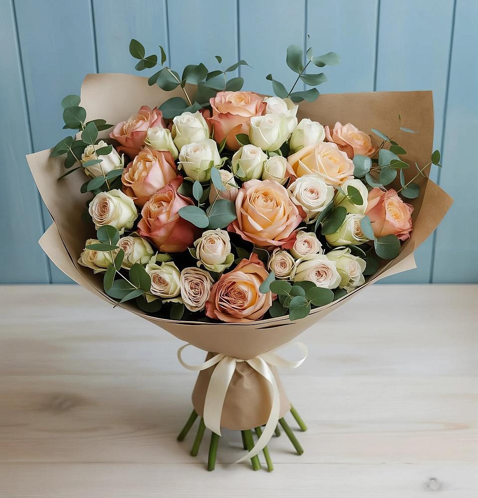 Букет цветов из: Альстромерии и Розы в Дербетовке