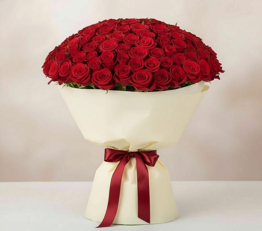 Букет 101 Красная роза Милано в Дербетовке