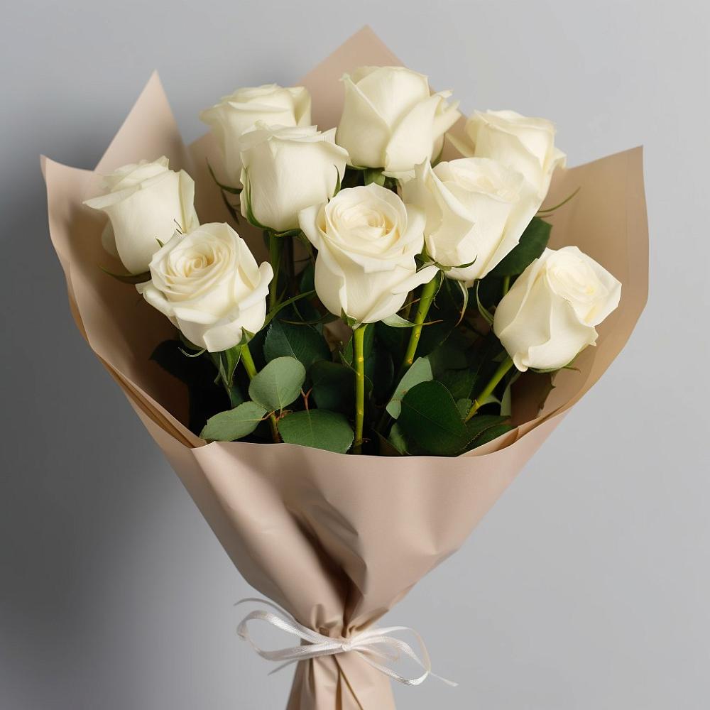 Букет 9 Белых роз Эдлесс Лав в Дербетовке