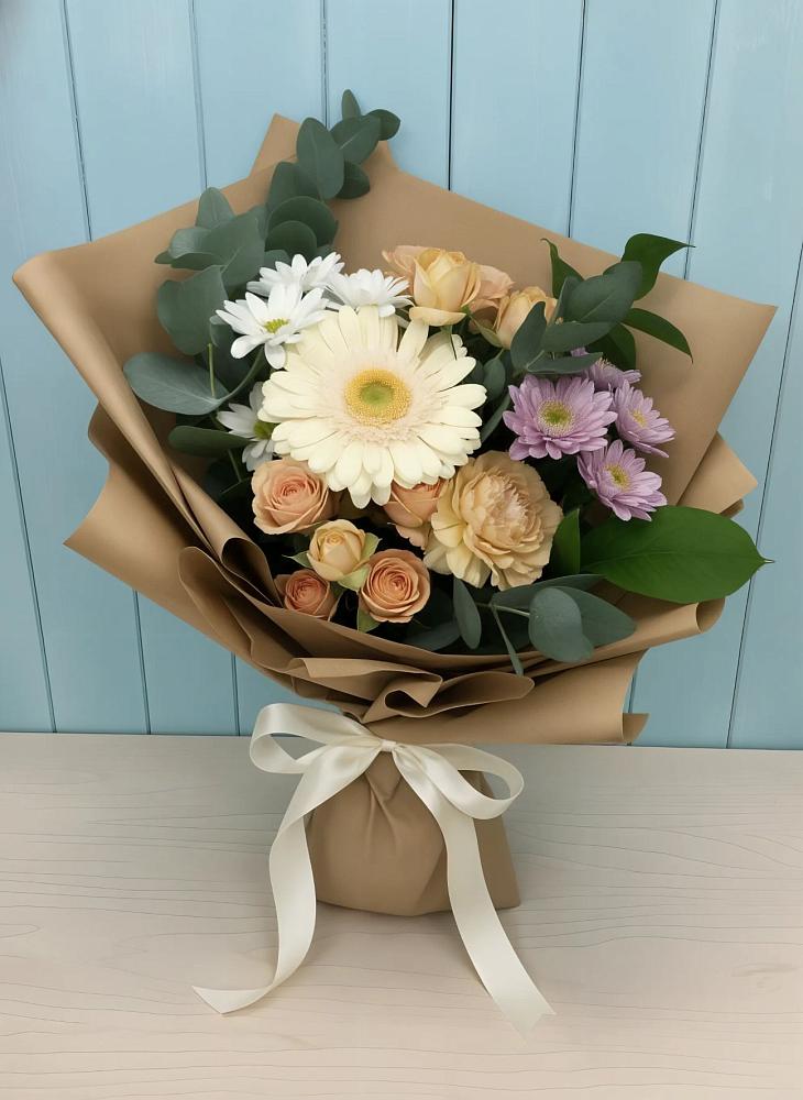 Букет цветов из: Герберы и Хризантемы в Дербетовке