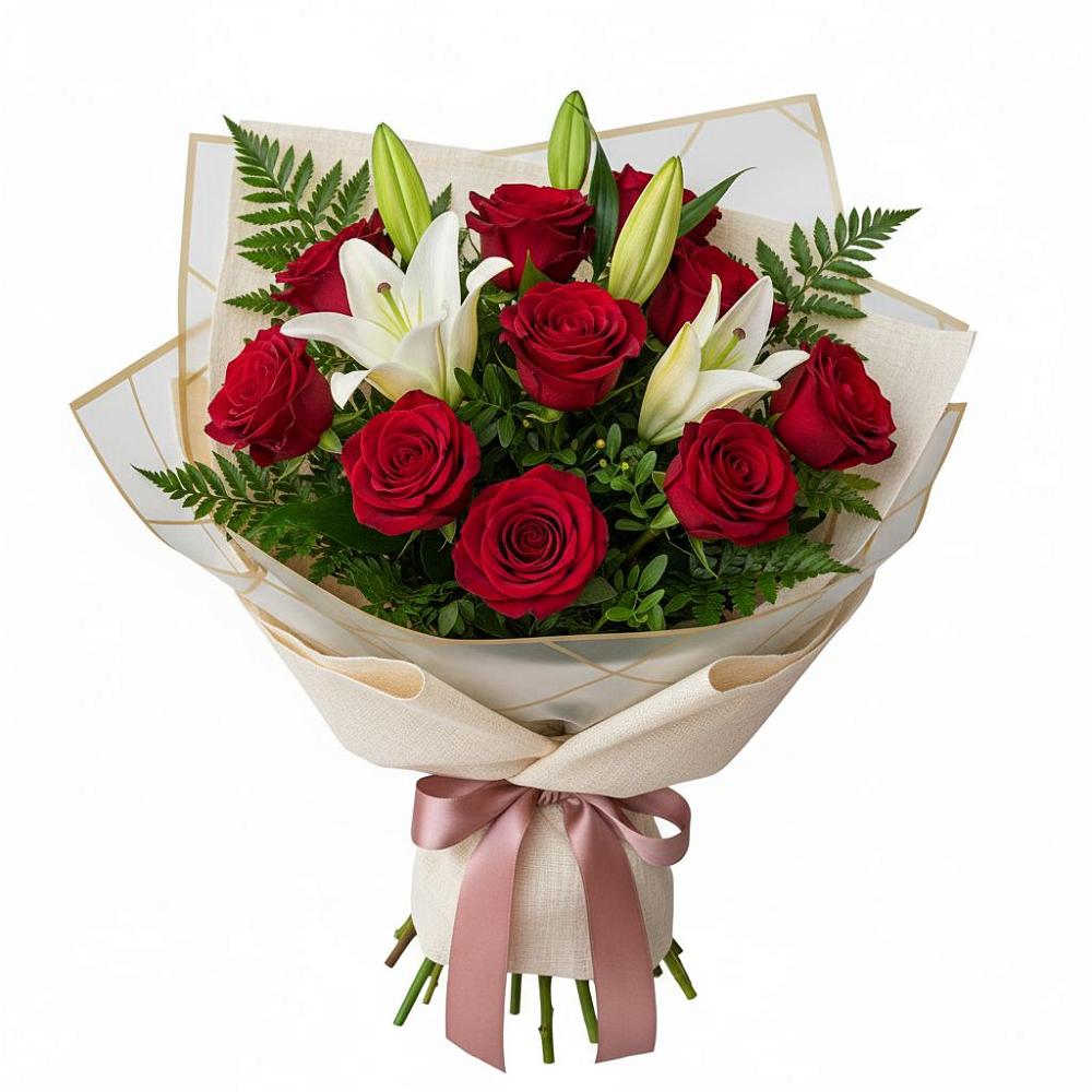 Букет цветов из: Лилии и Розы в Дербетовке