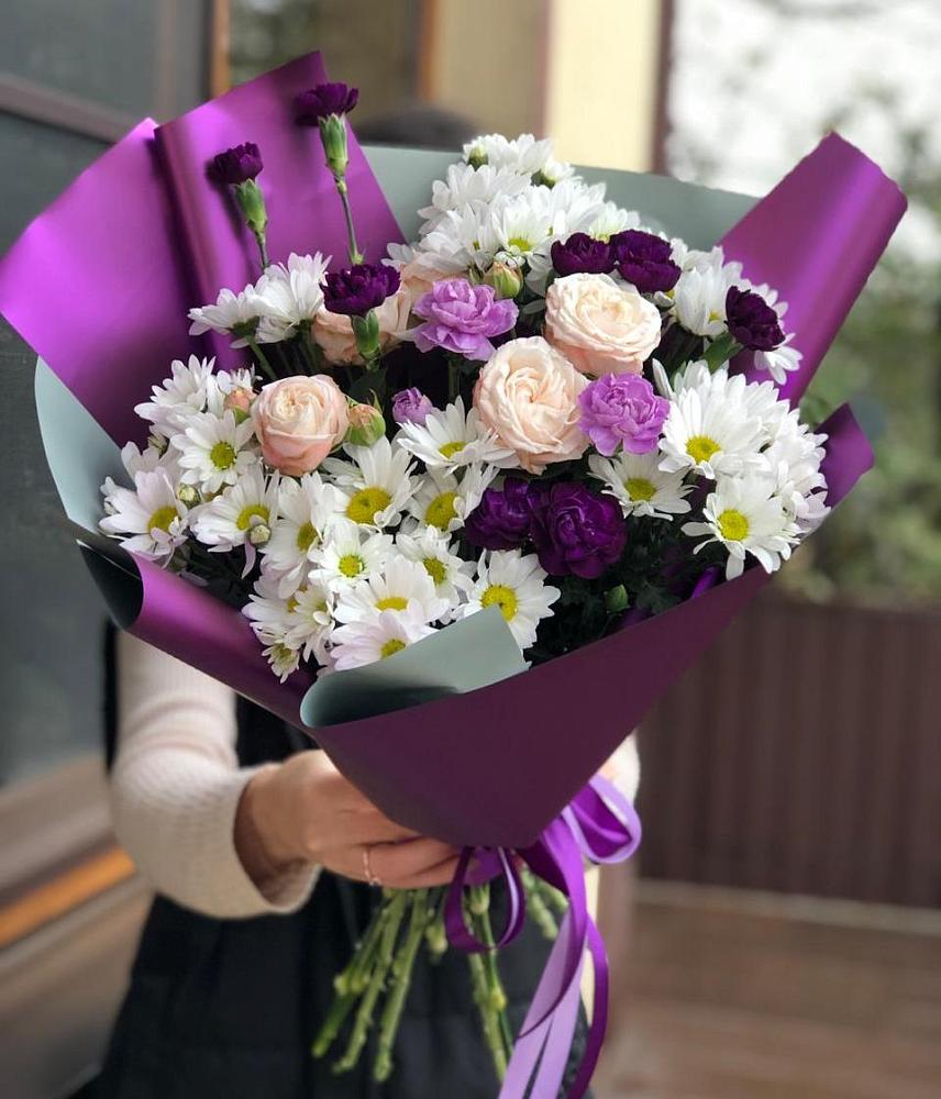 Букет цветов из: Хризантемы, Гвоздики и Розы в Дербетовке