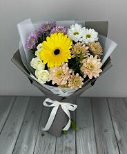 Букет цветов из:  Розы, Герберы и Хризантемы в Дербетовке