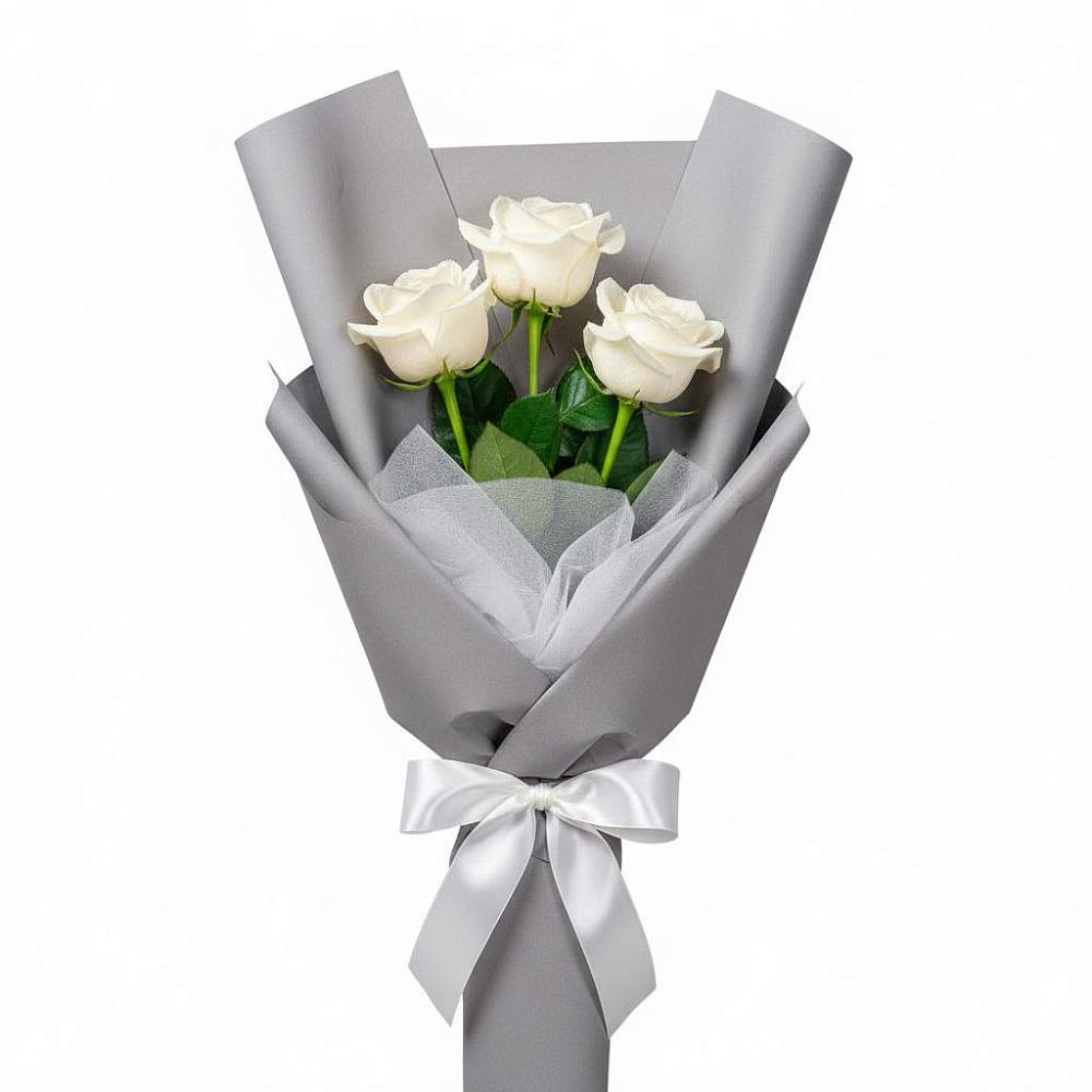 Букет 3 белые розы в Дербетовке