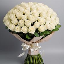 Букет 101 беля роза Белоснежка в Дербетовке