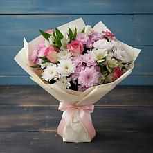 Букет цветов из:  Хризантемы, Альстромерии и Розы в Дербетовке