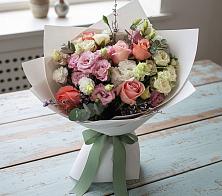 Букет цветов из:  Розы, Лизиантусы и Гвоздики #REPLACE_PRED# Дербетовке