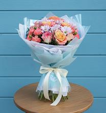 Букет цветов из:  Хризантемы и Розы #REPLACE_PRED# Дербетовке